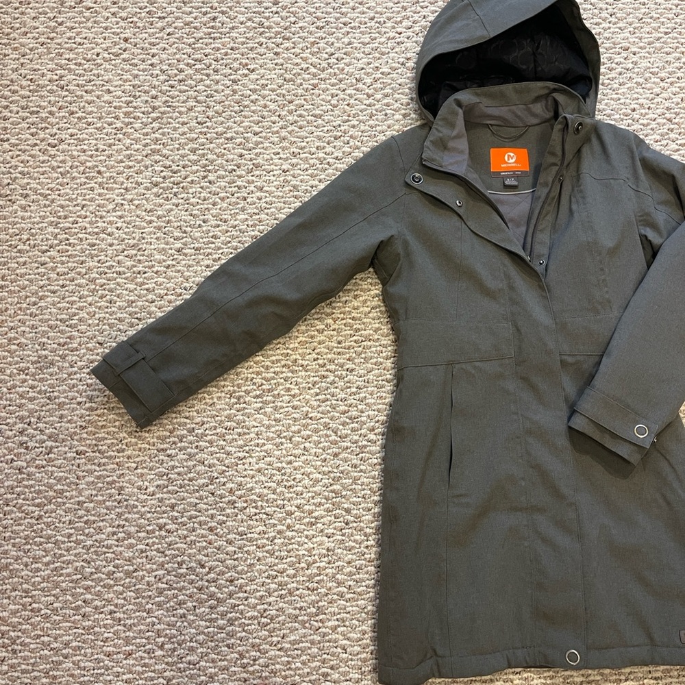 Merrell Long Gray Jacket Winter Coat Select Dry + Warm Mid Length - Picture 4 of 8